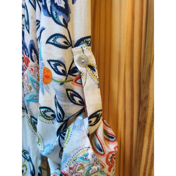 Daniel Rainn Top 3/4 Sleeve Sz S Floral Print Hi-Lo Rayon Koda Split Neck Shirt - Picture 6 of 12